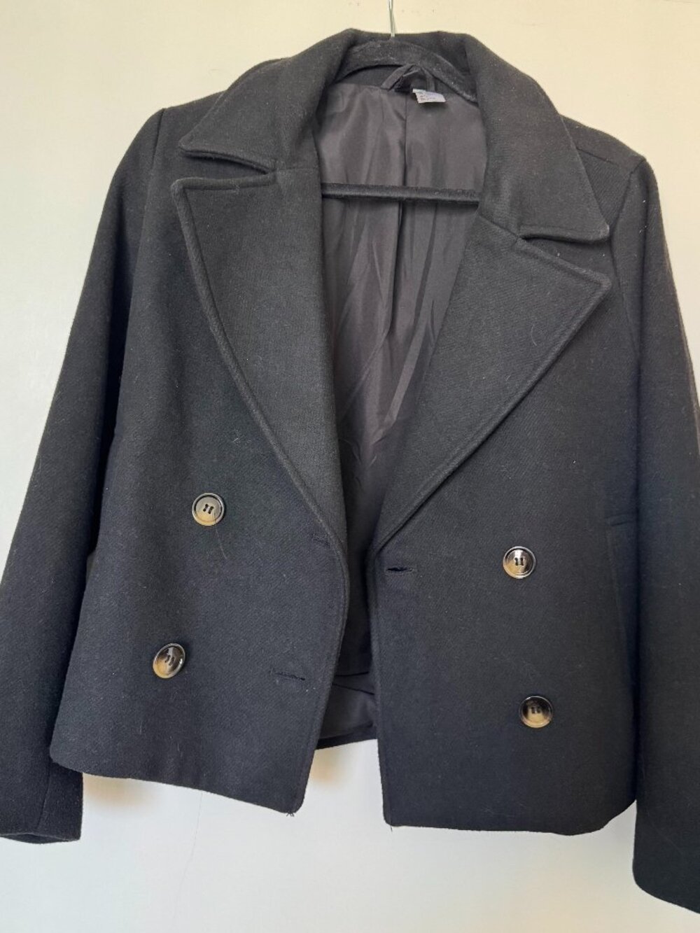 DIVIDED (H&M) Black Cropped Wool Coat, Size XS